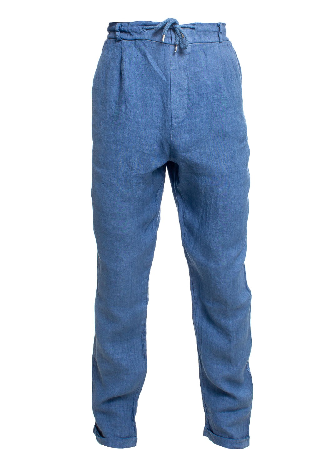 PANTALONE UOMO LUNGO CON TASCHE, 100% LINO 4tg, MADE IN ITALY